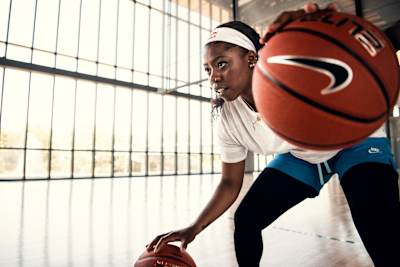 Arike Ogunbowale plays basketball at Singing Hills Recreation Center in Dallas, TX, USA on August 8, 2021. 