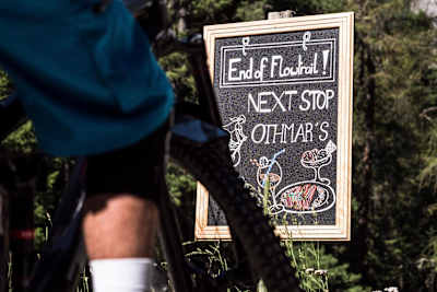 Nicolas Wicki pauses at the end of the Sunnegga flow trail in Zermatt, Switzerland on 24 July 2018.