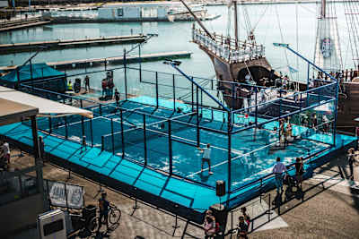 Participants perform at Red Bull Padel Battle in Spain.