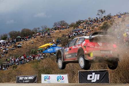 Kris Meeke (GB) performs during the FIA World Rally Championship 2017 in León, Mexico on March 12, 2017.