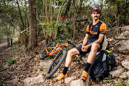 Payson McElveen poses for a portrait in Barton Creek Greenbelt in Austin, USA on March 8, 2020.