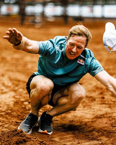 Pro fitness athlete Noah Ohlsen took the leap to join the Rancher Strong test event. Facing page: The arms and grip of Jalen Noble, a ranch owner from Austin, look to be in familiar territory.