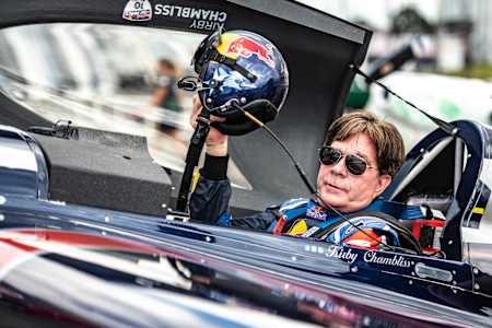 Kirby Chambliss of the United States prepares for his flight during qualifying day at the fourth round of the Red Bull Air Race World Championship at Chiba, Japan on September 7, 2019.