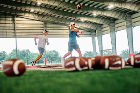 Arch Manning during quarterback training in Louisiana, United States on June 29, 2025.