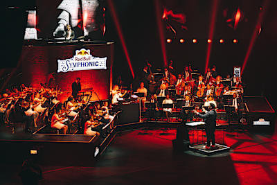 Metro Boomin, Anthony Parnther and the Symphonic Orchestra at Red Bull Symphonic in Los Angeles, USA.