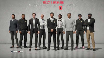 A screenshot of FIFA 20 manager avatars.