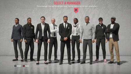 A screenshot of FIFA 20 manager avatars.