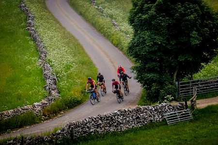 Teilnehmer bei der Yorkshire Worlds Cycle Challenge, England.