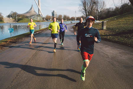 Florian Neuschwander on a training run in Munich's Olympic Park in February 2016