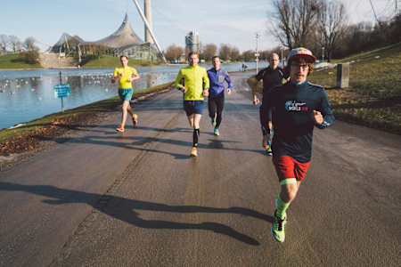 Florian Neuschwander on a training run in Munich's Olympic Park in February 2016