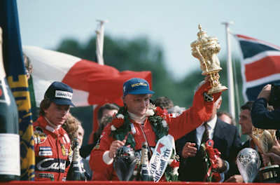 Niki Lauda po zwycięstwie w GP Wielkiej Brytanii w 1982 roku