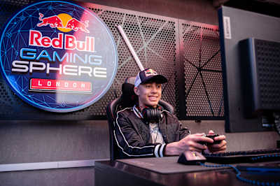 Jaden 'Wolfiez' Ashman, the first UK esports player to win a $1m prize, poses for a portrait at the Red Bull Gaming Sphere London, March 2022.