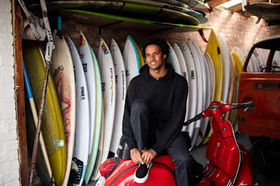 Jordy Smith and Mikey February surfing in South Africa