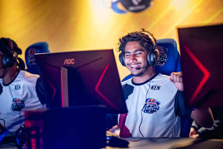 A member of Team Kenya competes at the Red Bull Campus Clutch World Final in São Paulo, Brazil on December 14, 2022.