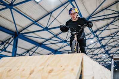 Kieran Reilly is seen during the Triple Flair project at Asylum Skatepark in Nottingham, United Kingdom.
