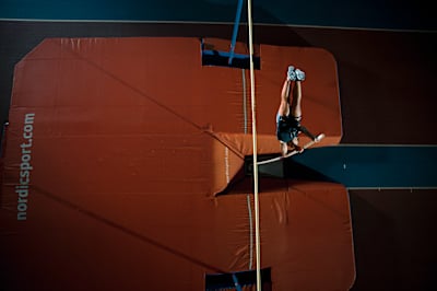 Armand Duplantis performs during a photoshoot in Uppsala, Sweden on January 29, 2020. 