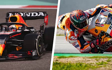 Max Verstappen im Red Bull Racing RB16B Honda und Marc Márquez in der MotoGP - wir vergleichen die beiden Königsklassen im Motorsport