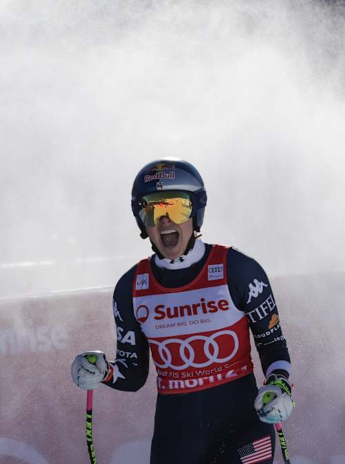 American skier Lindsey Vonn in action in St. Moritz. 