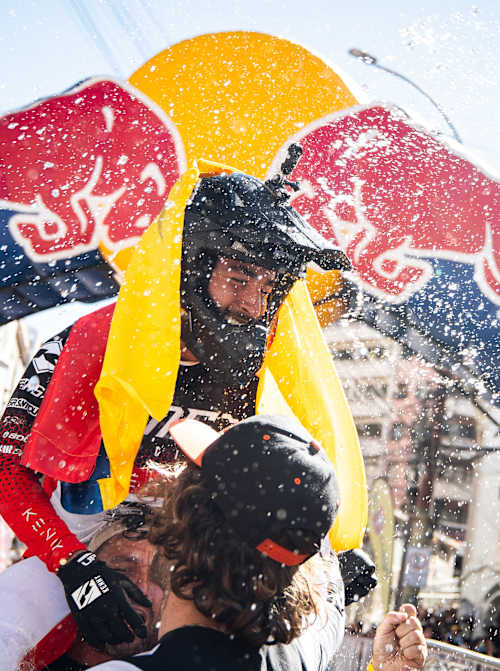 Sebastian Holguín celebrate during Red Bull Cerro Abajo in Valparaiso, Chile on February 15, 2026.