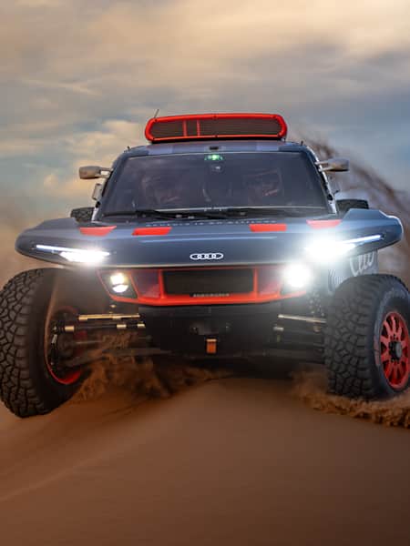 Stéphane Peterhansel and Edouard Boulanger of Team Audi Sport for Dakar 2024 in Merzouga, Morocco on October 8, 2023.