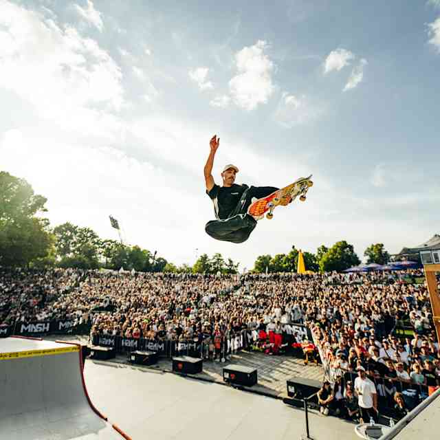 A skateboarder at Munich Mash
