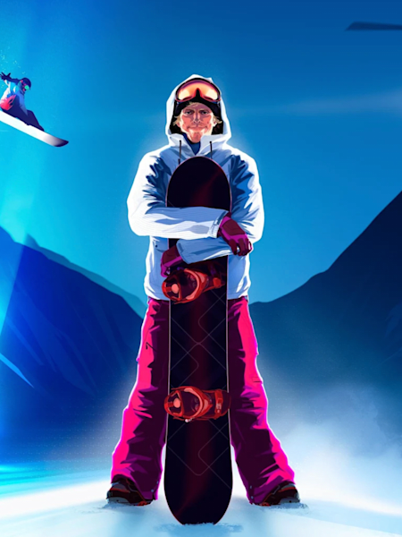 Una imagen promocional del videojuego para móvil Snowboarding The Fourth Phase.