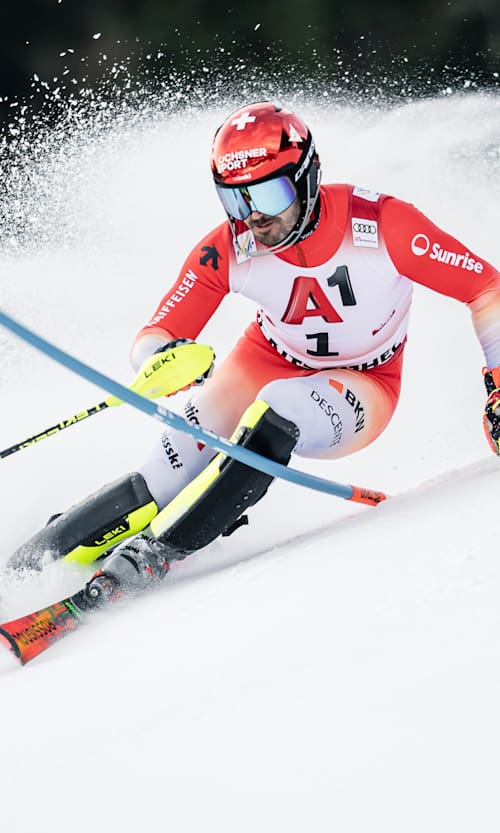 Loic Meillard of Switzerland during the Hahnenkamm Races of the FIS Alpine Ski World Cup at the Ganslernhang in Kitzbühel, Austria.