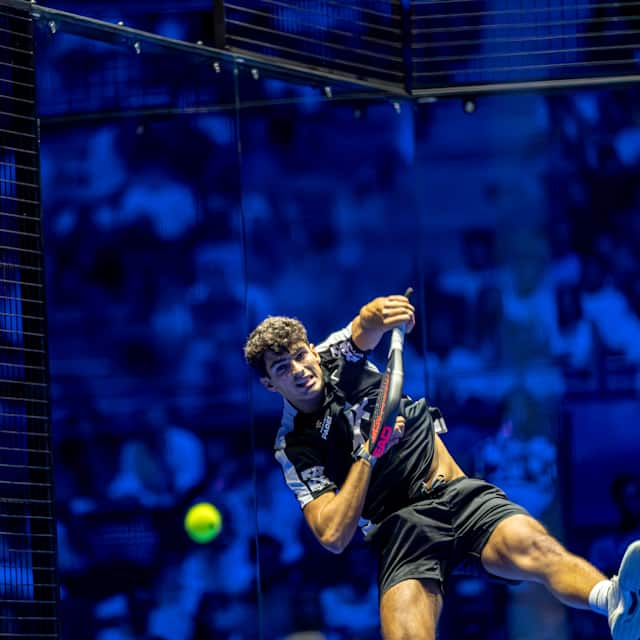 Arturo Coello and Agustin Tapia compete during the semi finals of the Premier Padel P1 in Madrid, Spain on September 7, 2024