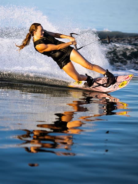 Meagan Ethell wakeboards in the Keys Crossing in Key West, FL 