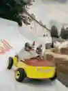 Red Bull Soapbox Race participants race downhill in homemade soapbox vehicles in Oslo, Norway in 2023