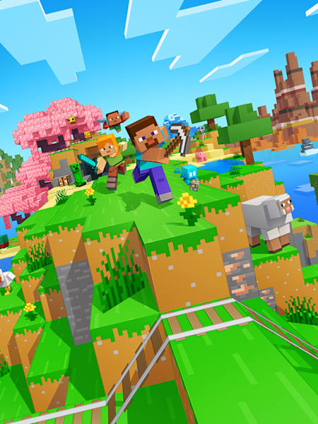 A sunlit landscape from Minecraft.
