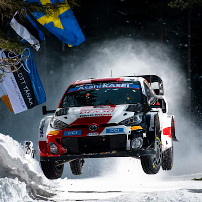 Kalle Rovanperä and Jonne Halttunen of Team Toyota Gazoo Racing compete during World Rally Championship Sweden in Umeå, Sweden, on February 26, 2022.