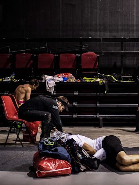 One UTMB participant catching a quick 40 winks