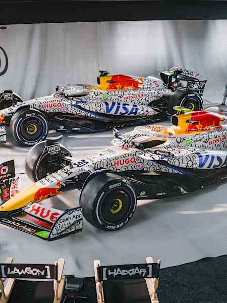 The striking Visa Cash App Racing Bulls VCARB 02 with special livery for Liam Lawson and Isack Hadjar designed by Slawn