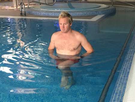 This was my first time walking without a brace on, in the pool at Harris and Ross. Walking in the pool was one of the things I learned to enjoy during my recovery.