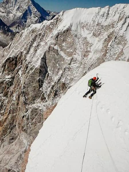 Conrad Anker climbs on Lunag Ri 