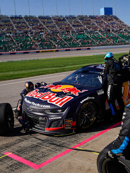 Shane Van Gisbergen and his pit crew during the Hollywood Casino 400