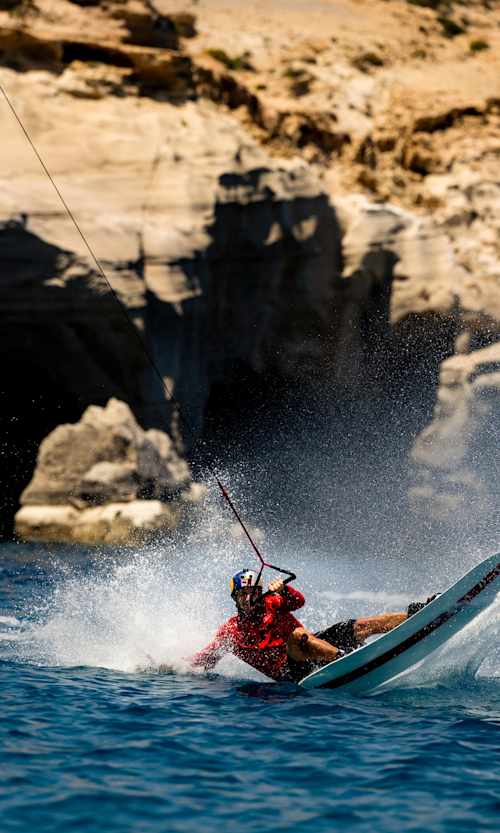 Nikolas Plytas performs during the Water on the Moon project in Milos, Greece on May 14, 2022.  