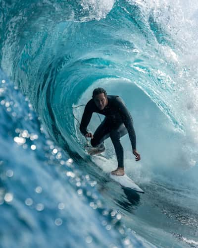 Jordy Smith surfing at The Box in Margaret River on April 23, 2023. 