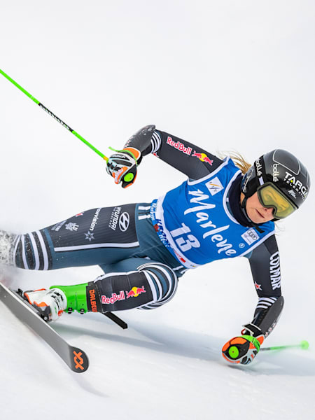 Alice Robinson (NZL) races the Giant Slalom during the FIS Alpine Ski World Cup in Kronplatz, Italy on January 26, 2021.