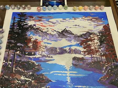 Cliff diver David Colturi shows off a painting he's been working on during his time at home.