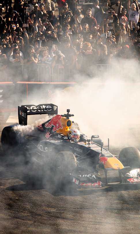Yuki Tsunoda drives at Red Bull Showrun in San Francisco, California, USA on February 21, 2026.