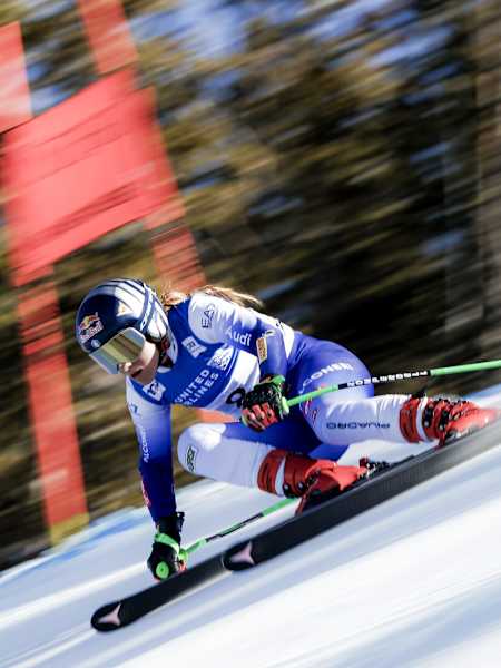 Sofia Goggia performs during the FIS Alpine Skiing World Cup in Beaver Creek, Colorado, USA on December 12, 2024. 