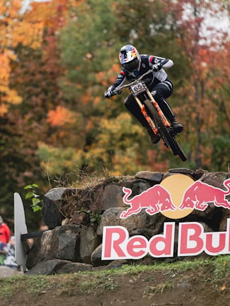 Brook Macdonald performs at UCI DH World Cup in Mont Sainte Anne, Canada on October 7, 2023