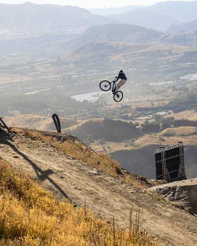 Carson Storch performs during the Natural Selection Tour Bike in Queenstown, New Zealand on February 13, 2025