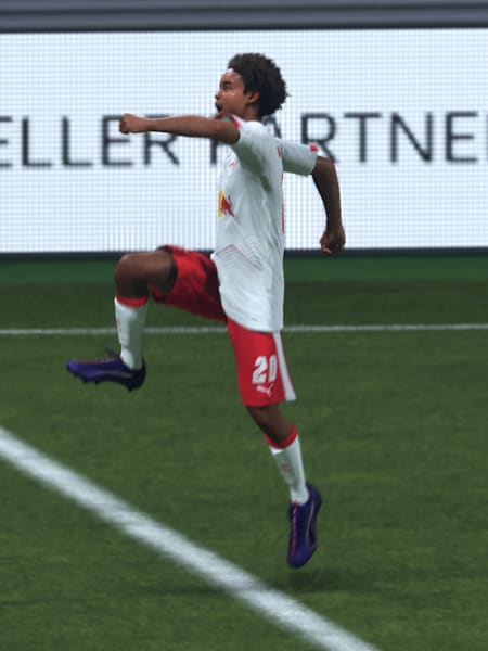 Zwei RB Leipzig-Spieler bejubeln eine Tor in FC 26.