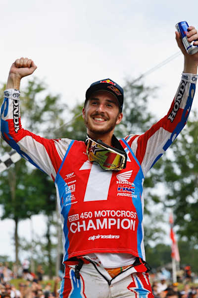 Hunter Lawrence celebrates his first 450 Pro Motocross title