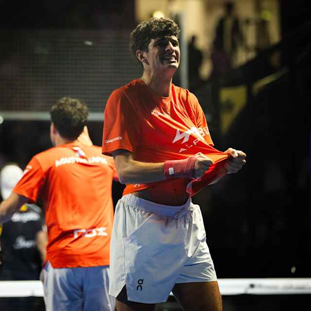Arturo Coello of Spain celebrates his victory at the BNL Italy Major Premier Padel final at Foro Italico, Rome, Italy on June 7, 2026, energising the Red Bull sporting spirit