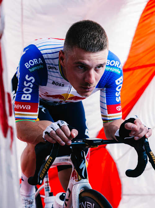 Remco Evenepoel of the Red Bull - BORA - hansgrohe team poses for a portrait in Palma de Mallorca, Spain on December 7, 2025.