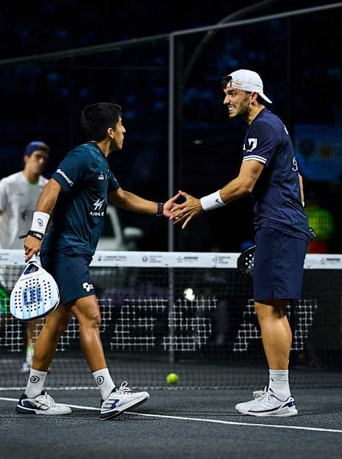 Federico Chingotto and Alejandro Galan during the semi-finals of the Premier Padel P1 Buenos Aires, Argentina on May 16, 2026